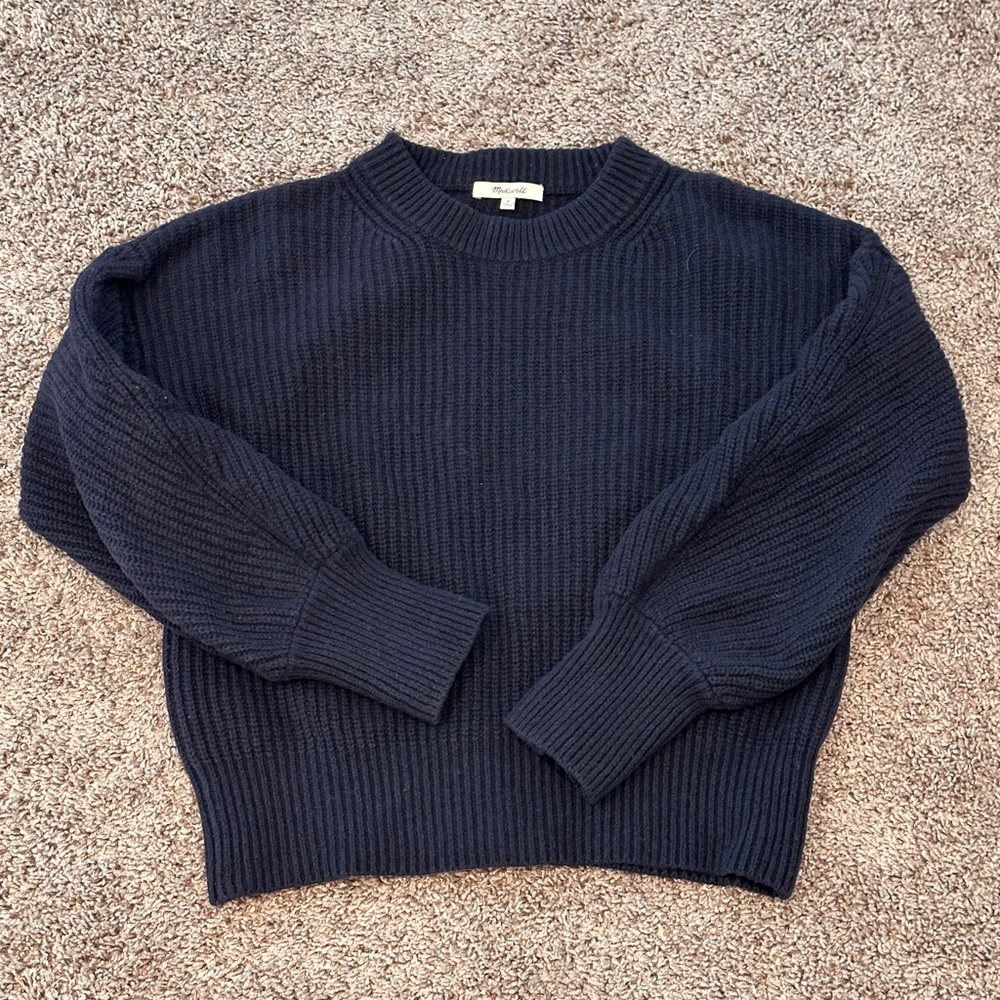 Madewell Navy Ribbed Crewneck Sweater